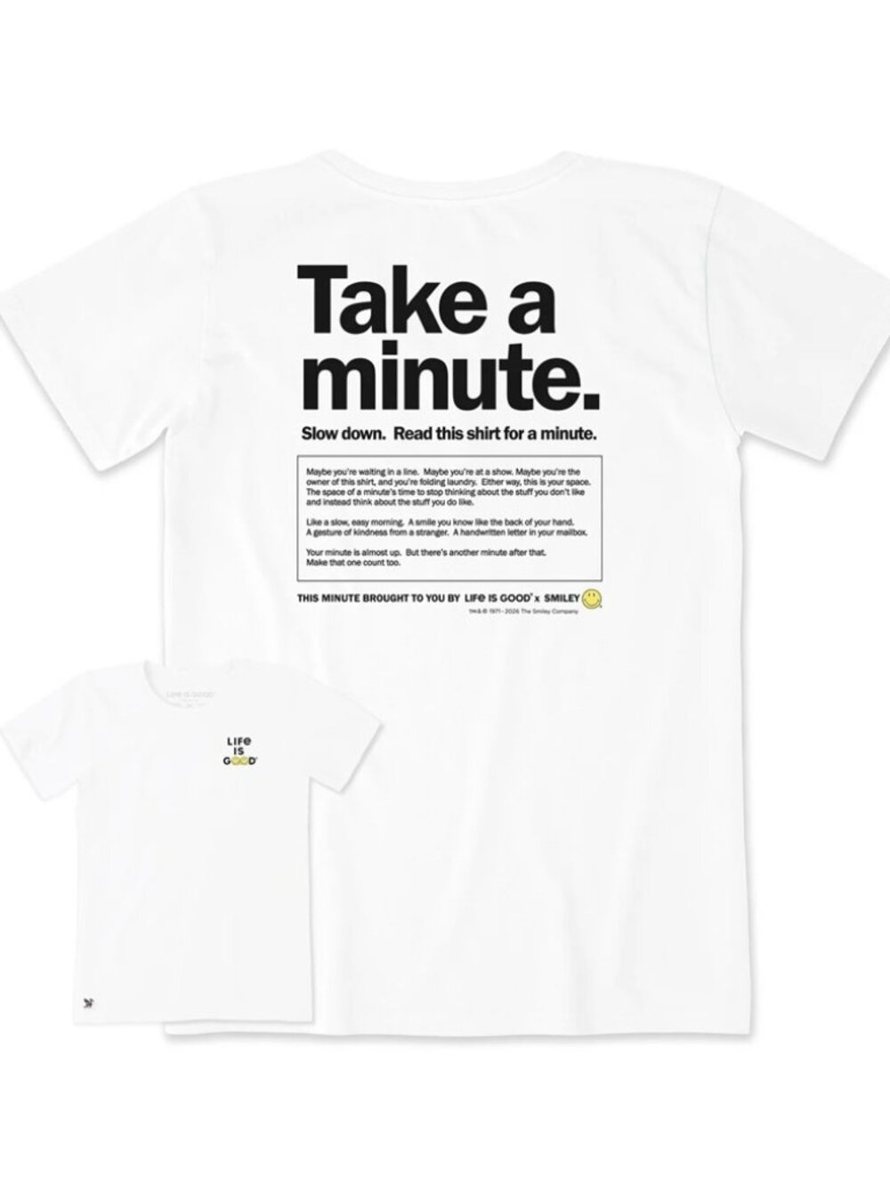 Life Is Good Women's LIG X Smiley Take a Minute Short Sleeve Crusher Tee - LARGE